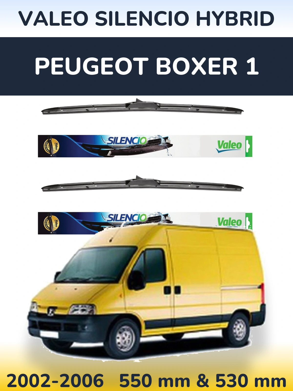 Комплект передних дворников Valeo Silencio Hybrid 550 & 530 мм для Peugeot Boxer 1 2002-2006