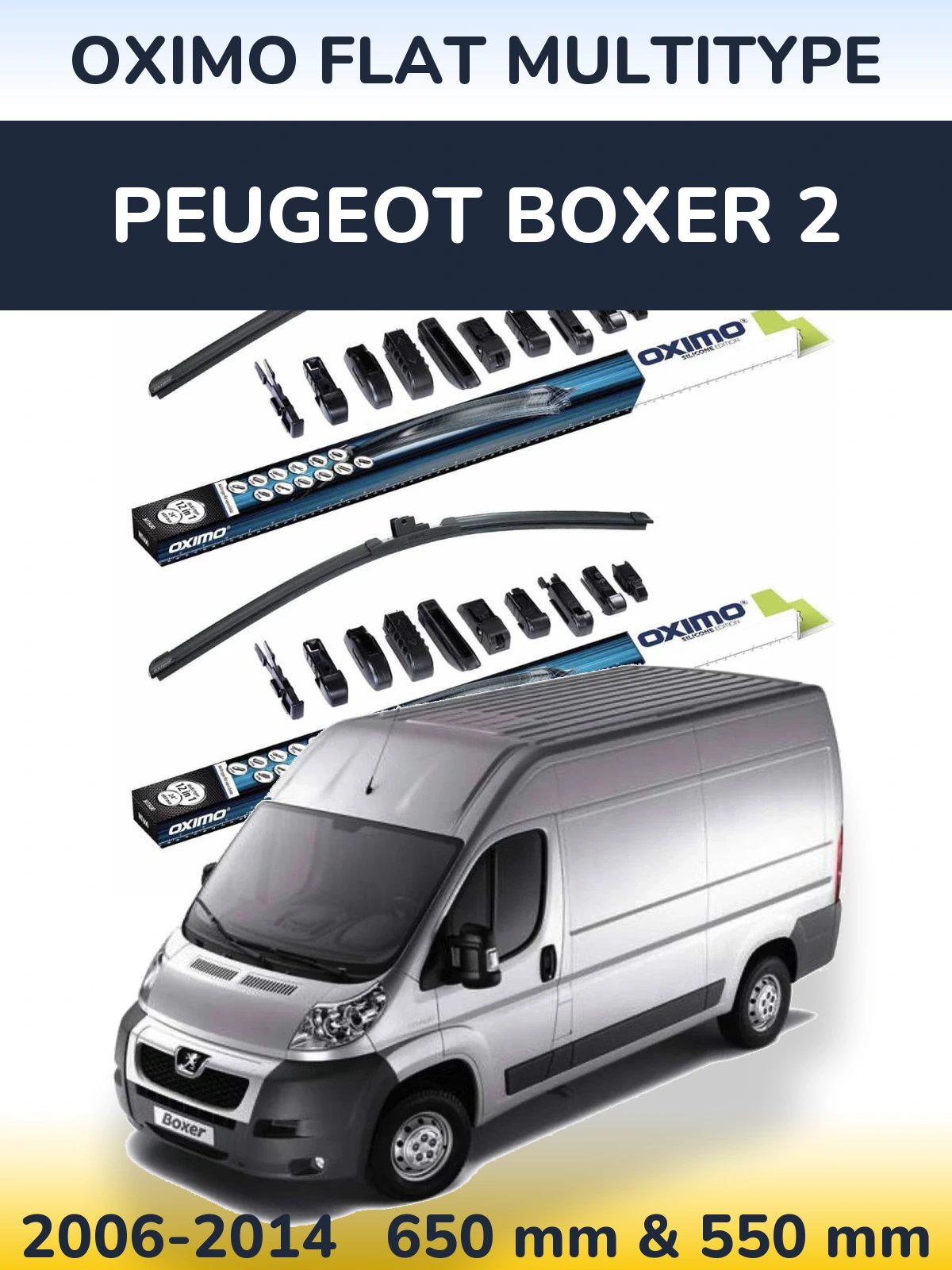 Komplet przednich wycieraczek Oximo Flat MultiType 650 & 550 mm do Peugeot Boxer 2 2006-2014