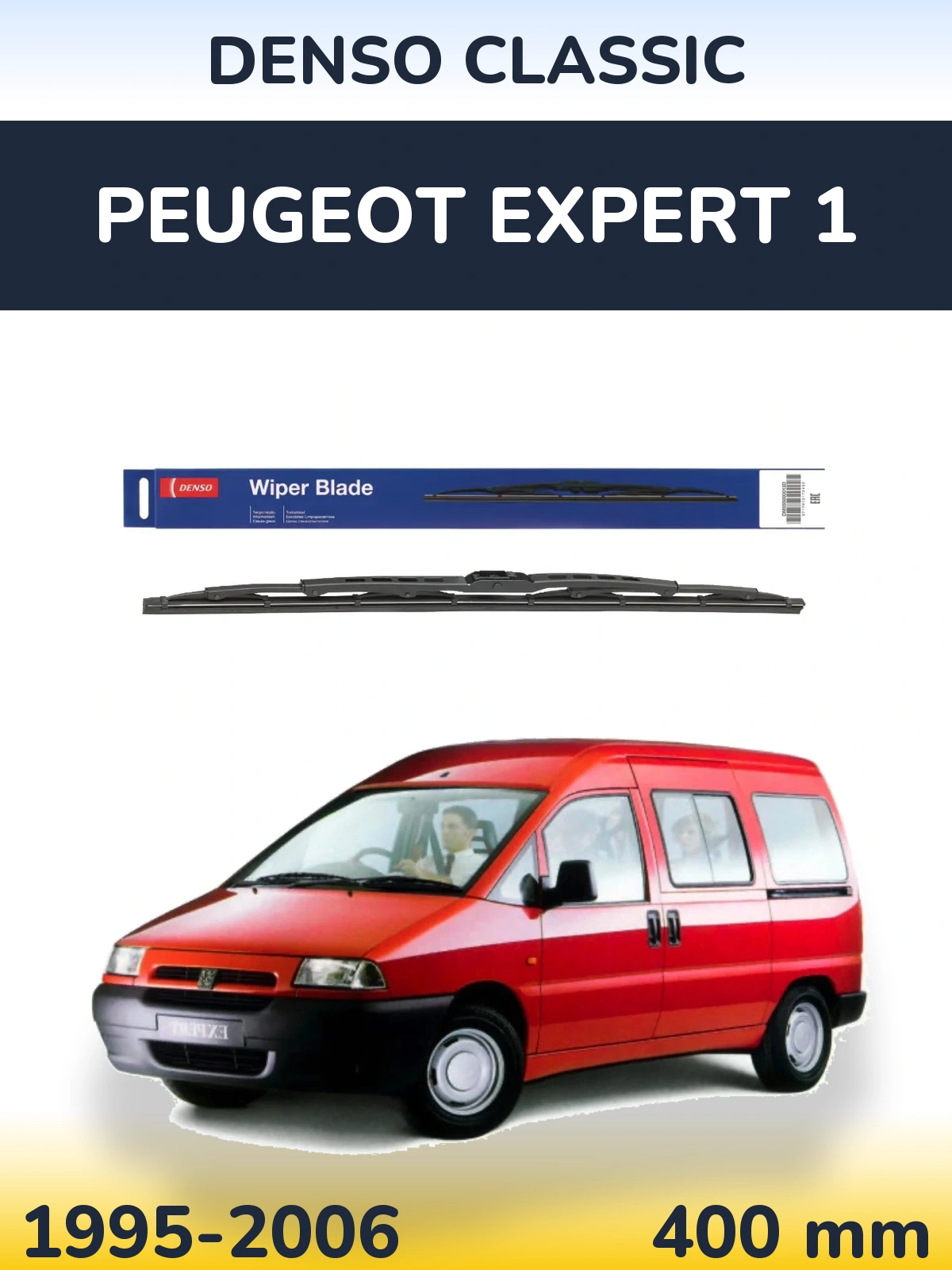 Rear wiper blade Denso Classic 400 mm for Peugeot Expert 1 1995-2006
