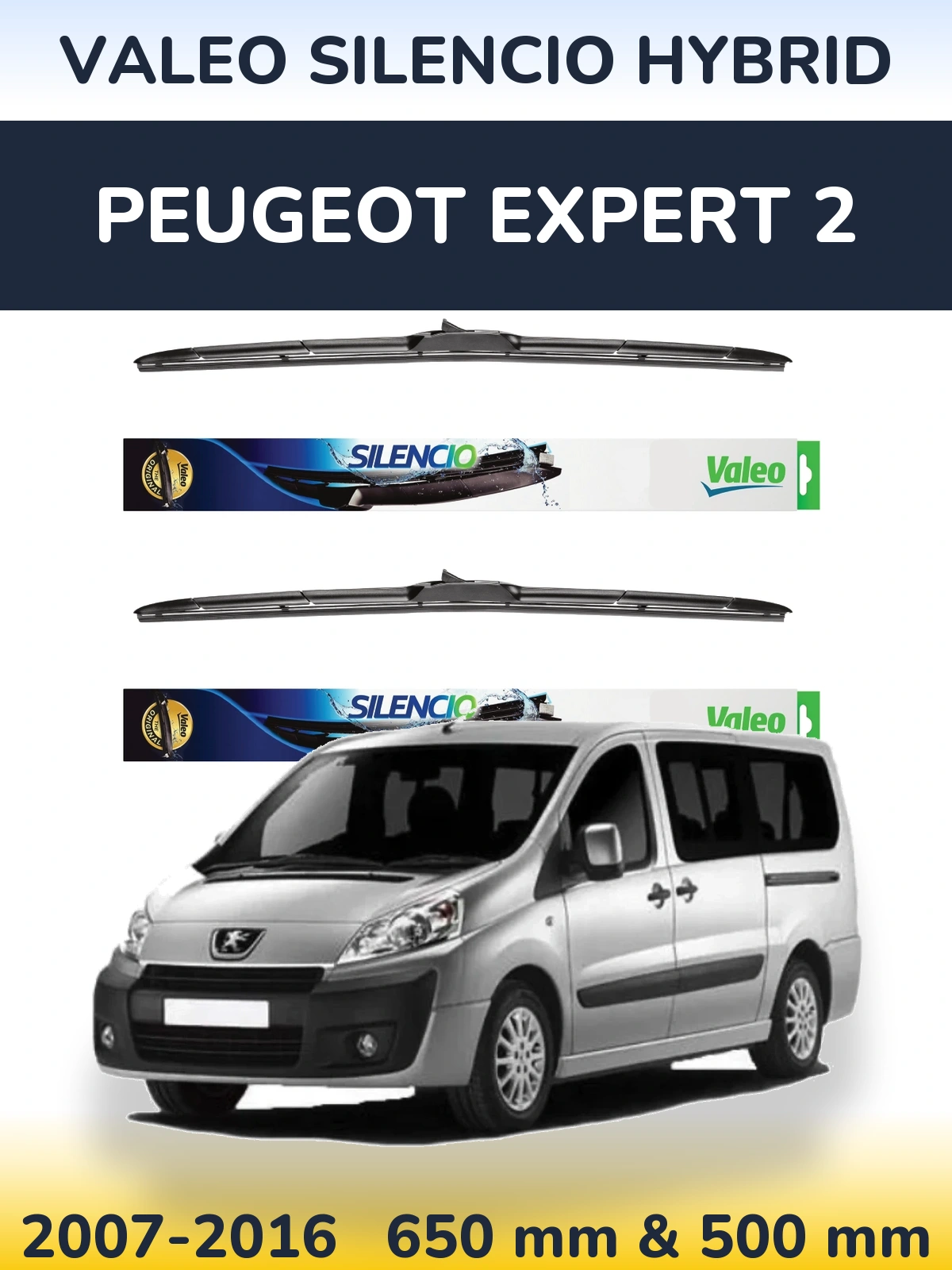 Комплект передніх щіток Valeo Silencio Hybrid 650 & 500 мм для Peugeot Expert 2 2007-2016