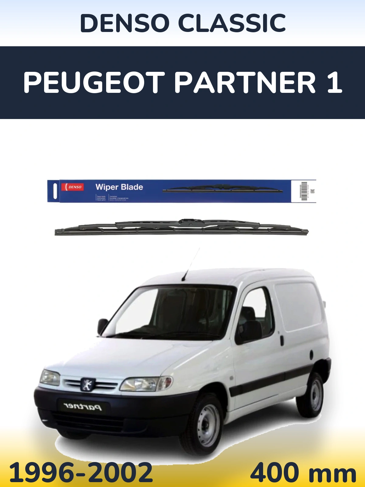 Rear wiper blade Denso Classic 400 mm for Peugeot Partner 1 1996-2002