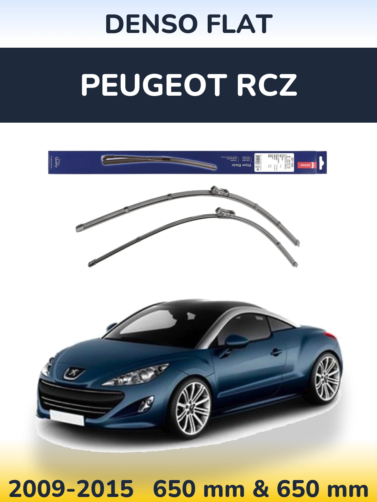 Komplet przednich wycieraczek Denso Flat 650 & 650 mm do Peugeot RCZ 2009-2015