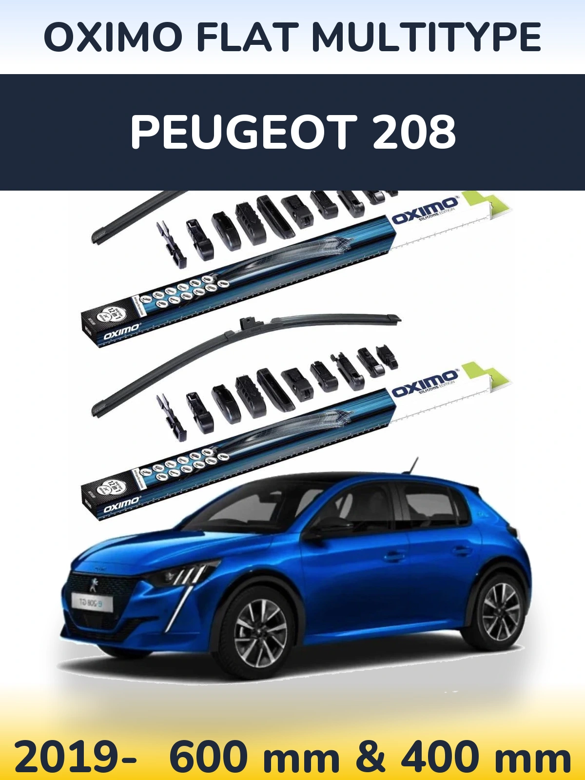 Komplet przednich wycieraczek Oximo Flat MultiType 600 & 400 mm do Peugeot 208 2019-2026