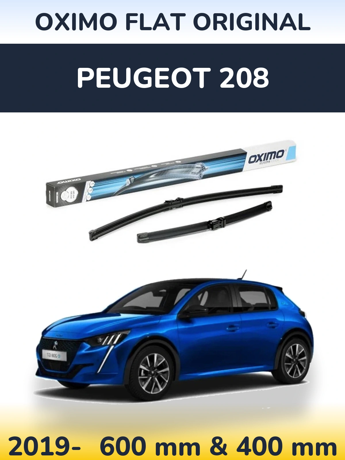 Komplet przednich wycieraczek Oximo Flat Original 600 & 400 mm do Peugeot 208 2019-2026
