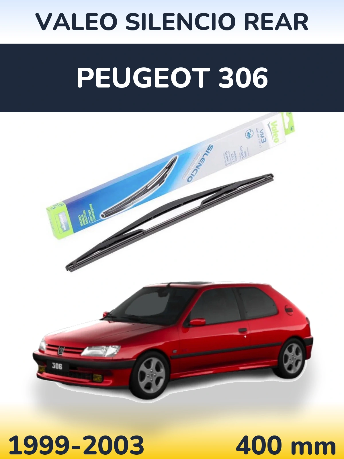 Rear wiper blade Valeo Silencio Rear 400 mm for Peugeot 306 1999-2003