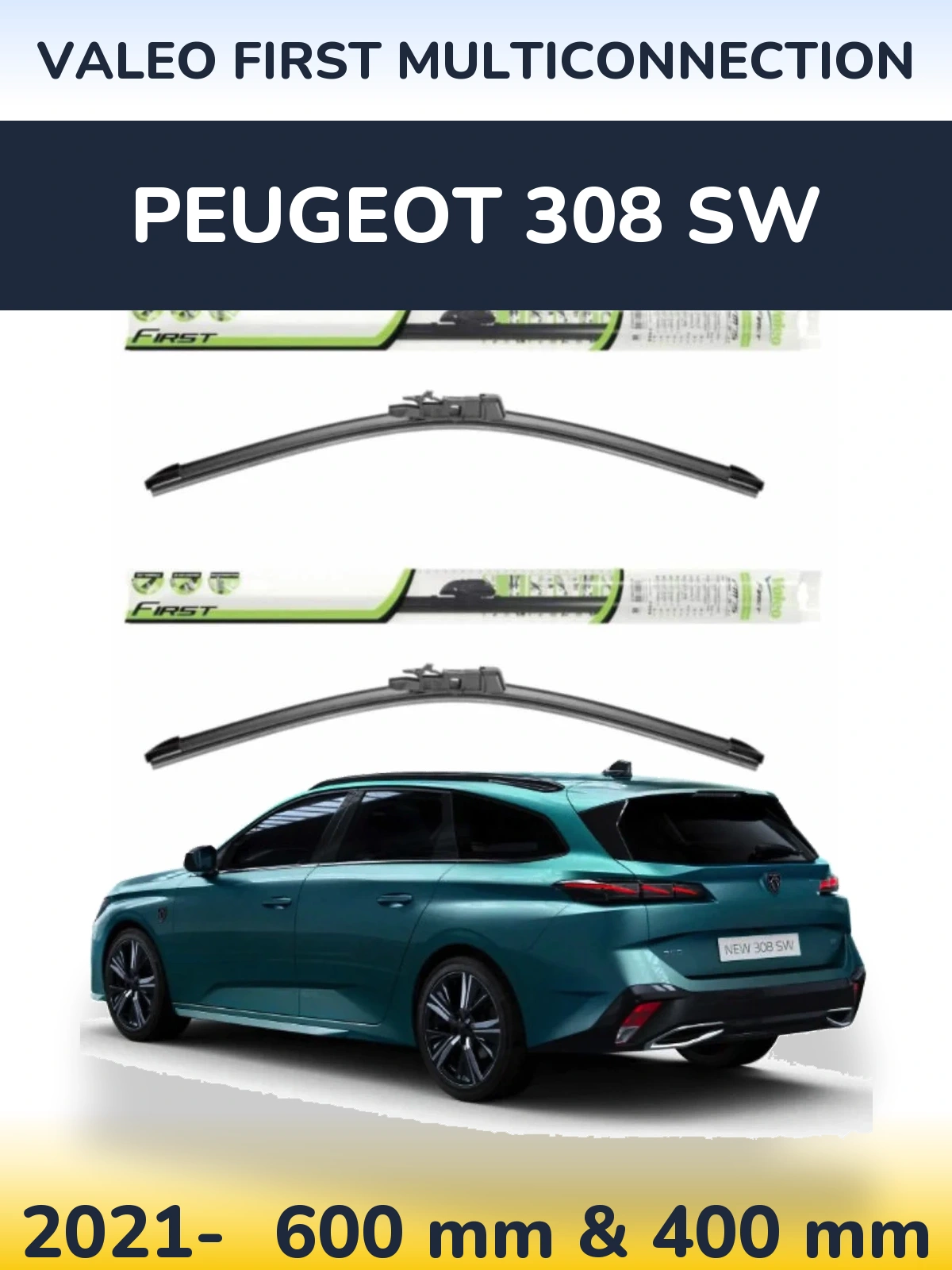 Komplet przednich wycieraczek Valeo First MultiConnection 600 & 400 mm do Peugeot 308 SW 2021-2026