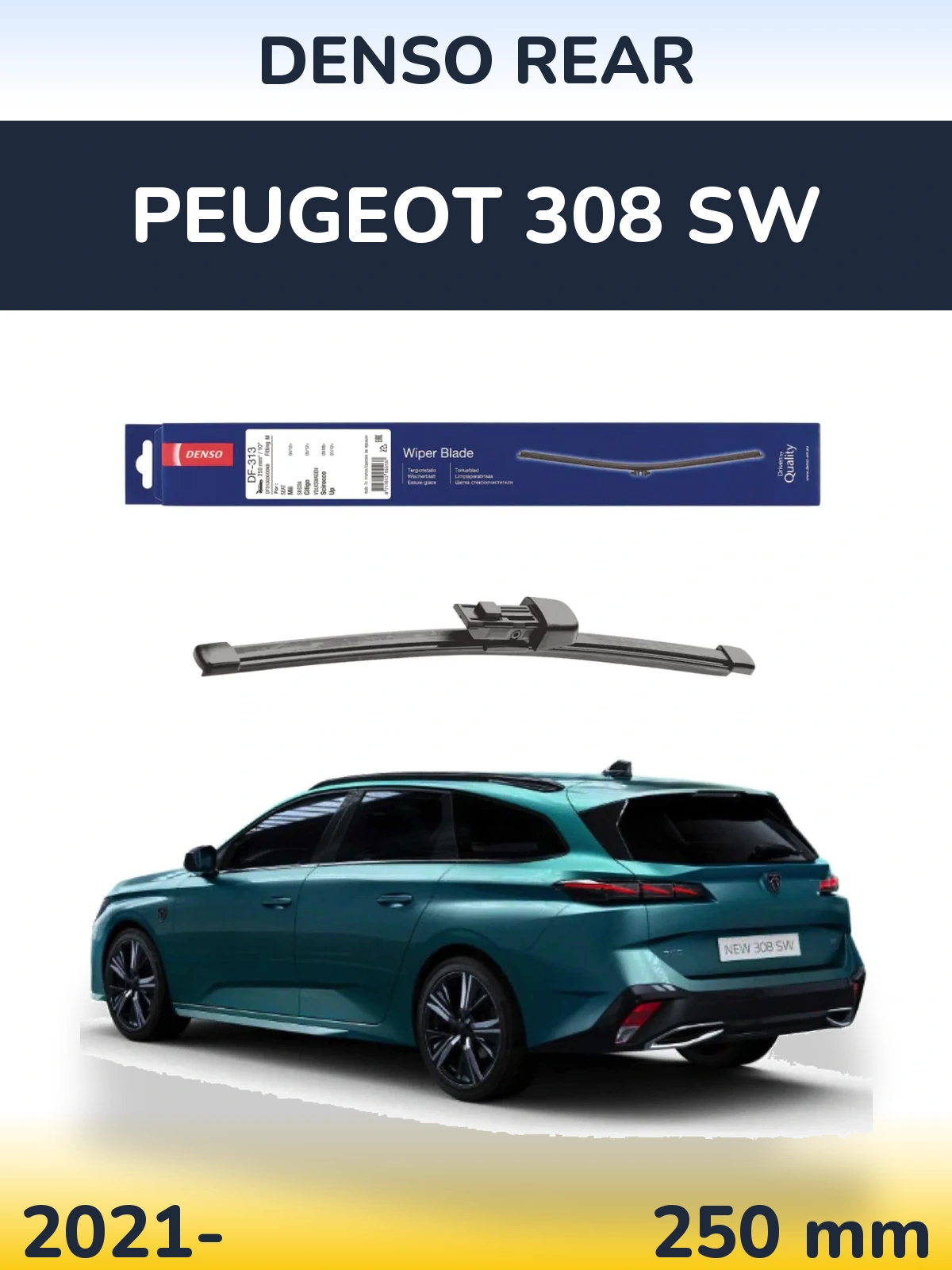 Rear wiper blade Denso Rear 250 mm for Peugeot 308 SW 2021-2026