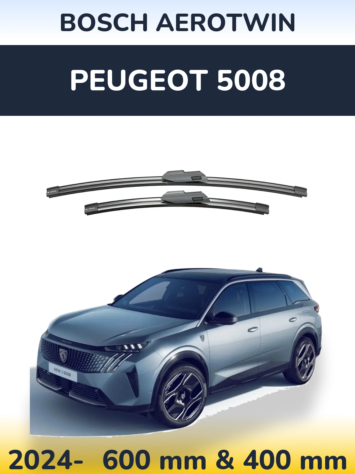 Комплект передних дворников BOSCH AeroTwin 600 & 400 мм для Peugeot 5008 2024-2026