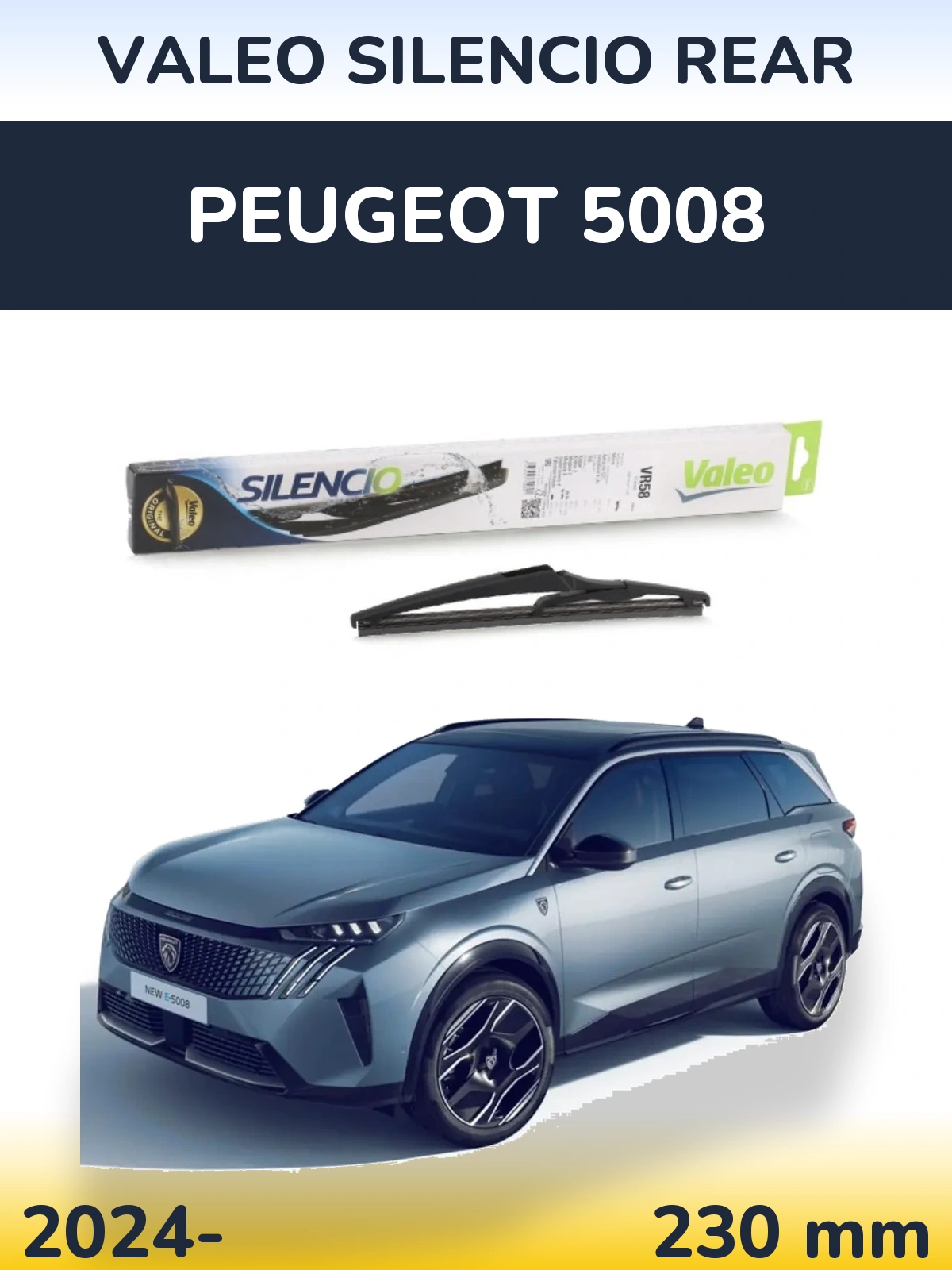 Rear wiper blade Valeo Silencio Rear 240 mm for Peugeot 5008 2024-2026