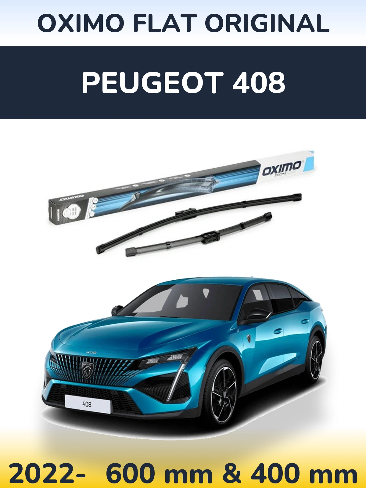Комплект передніх щіток Oximo Flat Original 600 & 400 мм для Peugeot 408 2022-2026