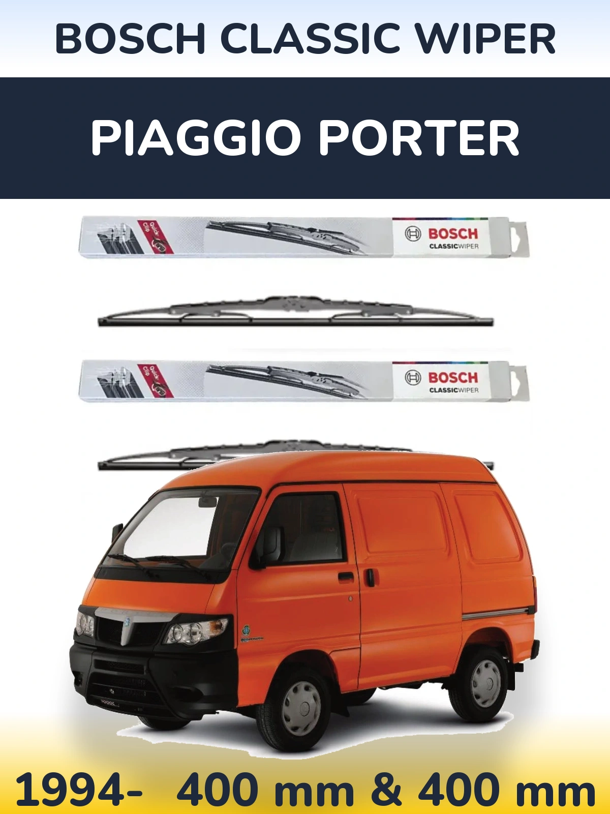 Komplet przednich wycieraczek BOSCH Classic Wiper 400 & 400 mm do Piaggio Porter 1994-2026