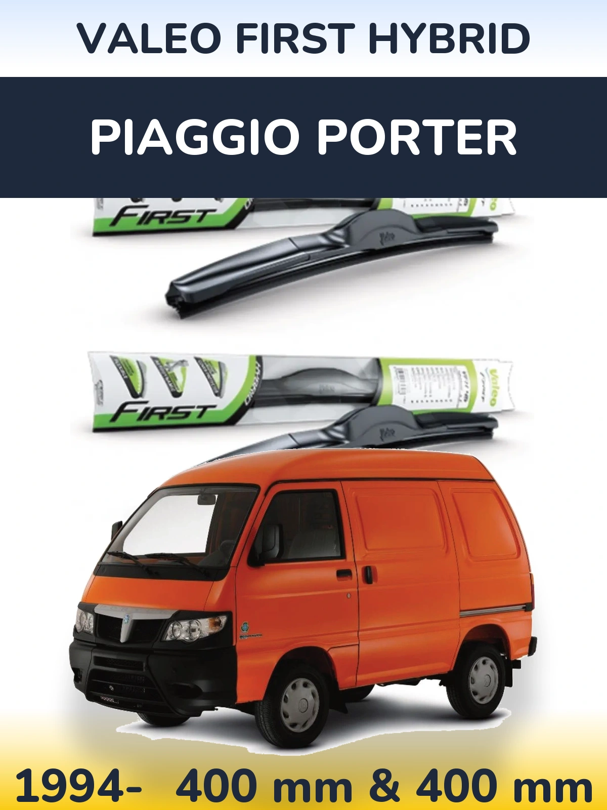 Komplet przednich wycieraczek Valeo First Hybrid 400 & 400 mm do Piaggio Porter 1994-2026