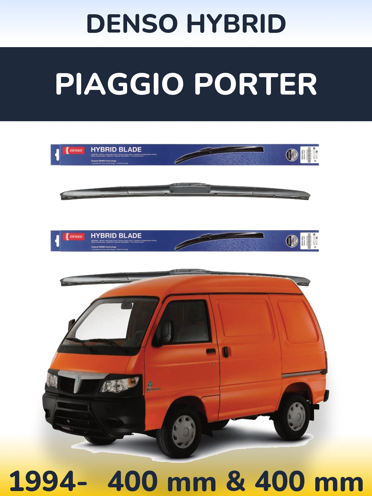 Komplet przednich wycieraczek Denso Hybrid 400 & 400 mm do Piaggio Porter 1994-2026