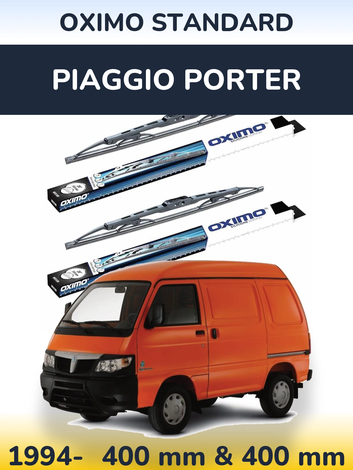 Front wiper blade set Oximo Standard 400 & 400 mm for Piaggio Porter 1994-2026