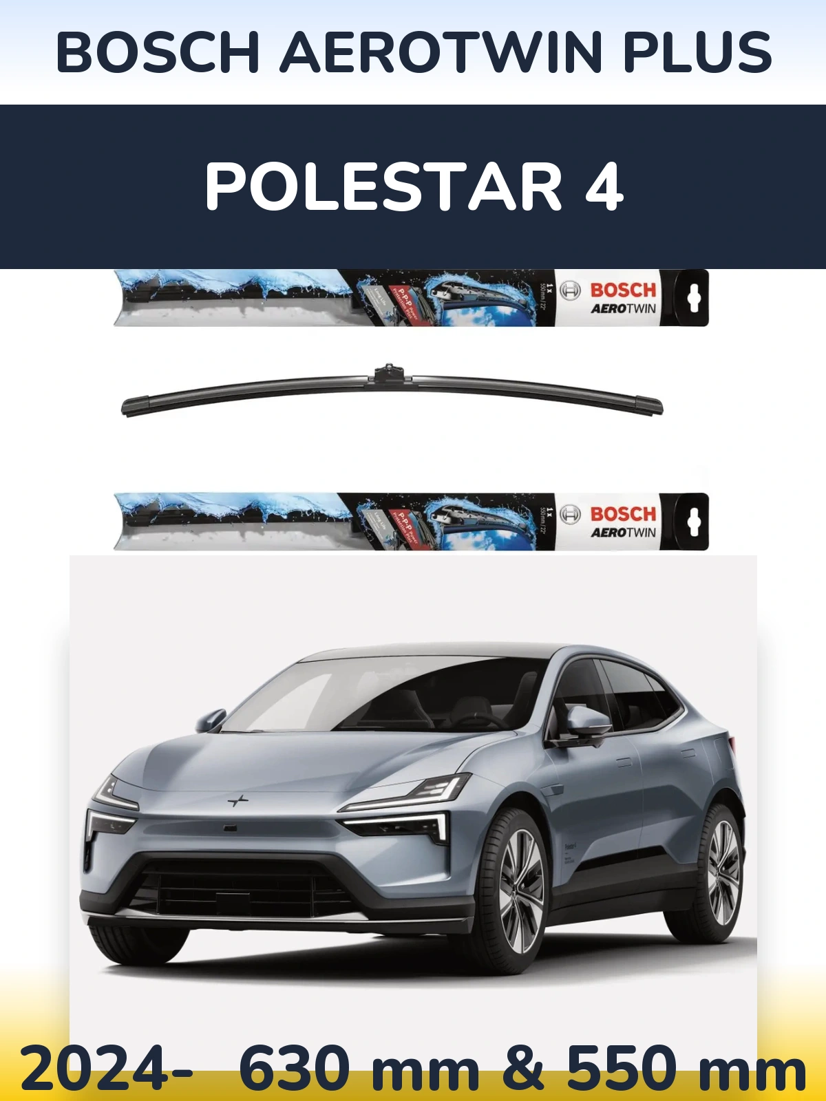 Комплект передних дворников BOSCH AeroTwin Plus 600 & 550 мм для Polestar 4 2024-2026