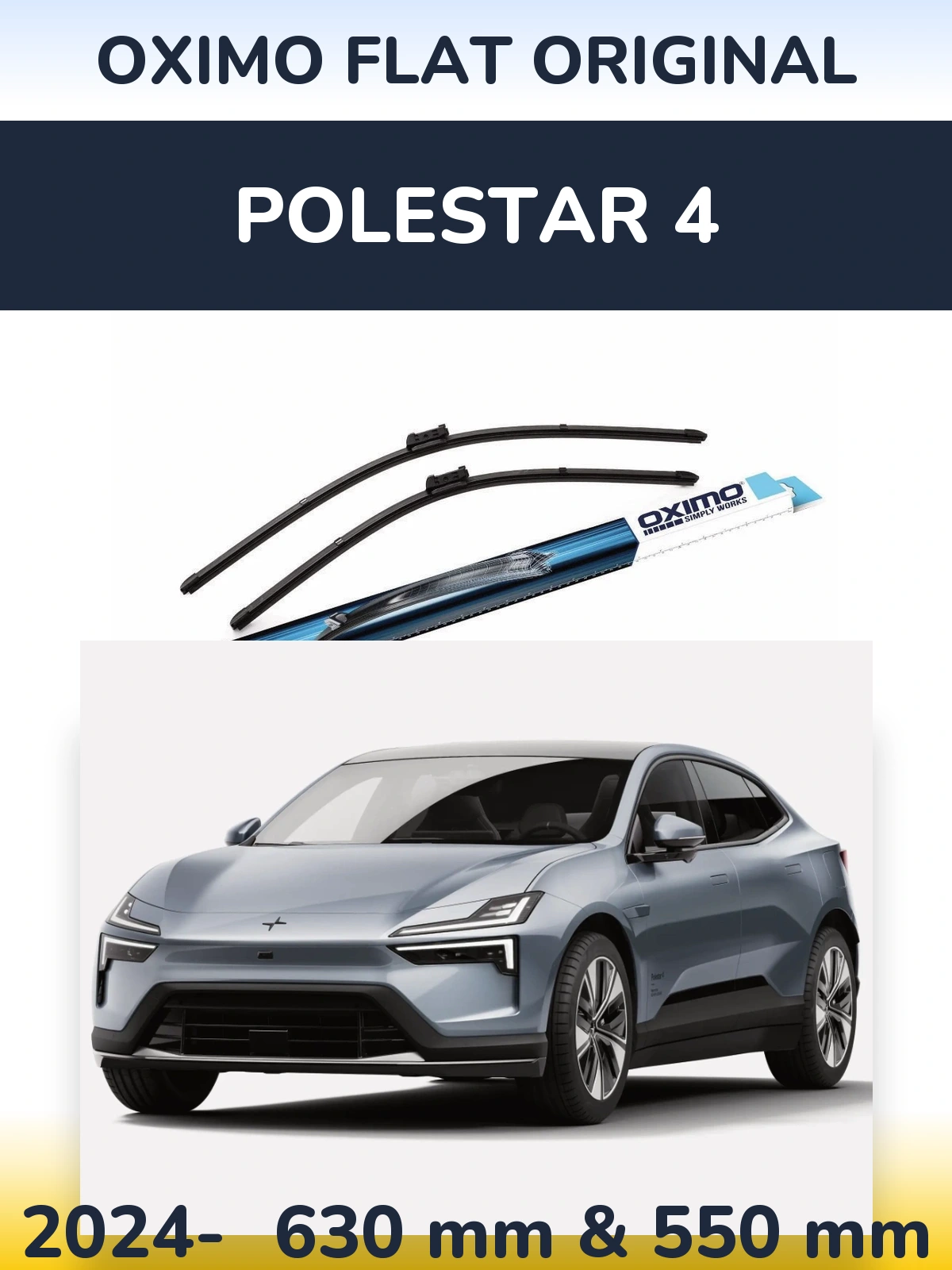 Комплект передних дворников Oximo Flat Original 630 & 550 мм для Polestar 4 2024-2026