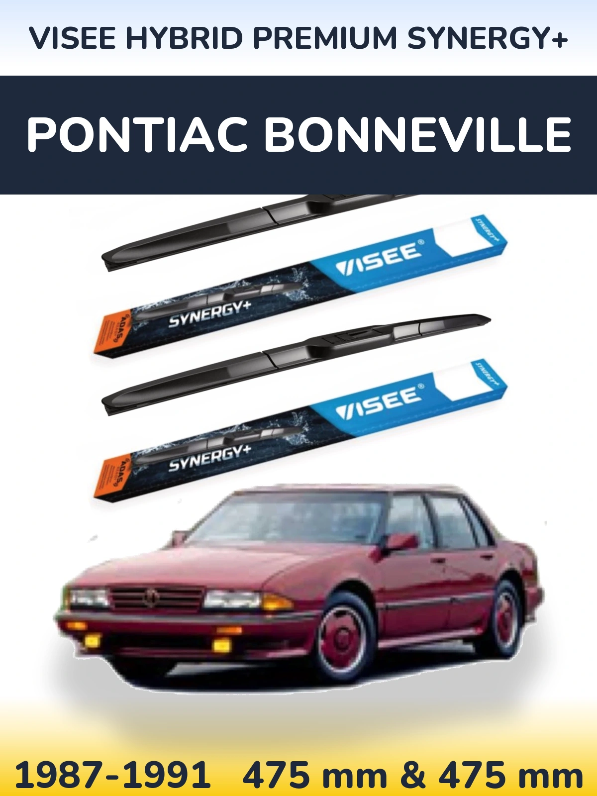 Komplet przednich wycieraczek VISEE HYBRID PREMIUM SYNERGY+ 475 & 475 mm do Pontiac Bonneville 1987-1991