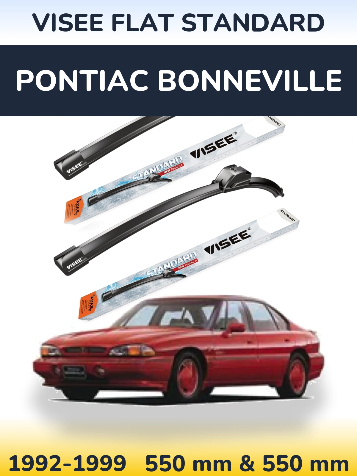 Front wiper blade set VISEE FLAT STANDARD 550 & 550 mm for Pontiac Bonneville 1992-1999