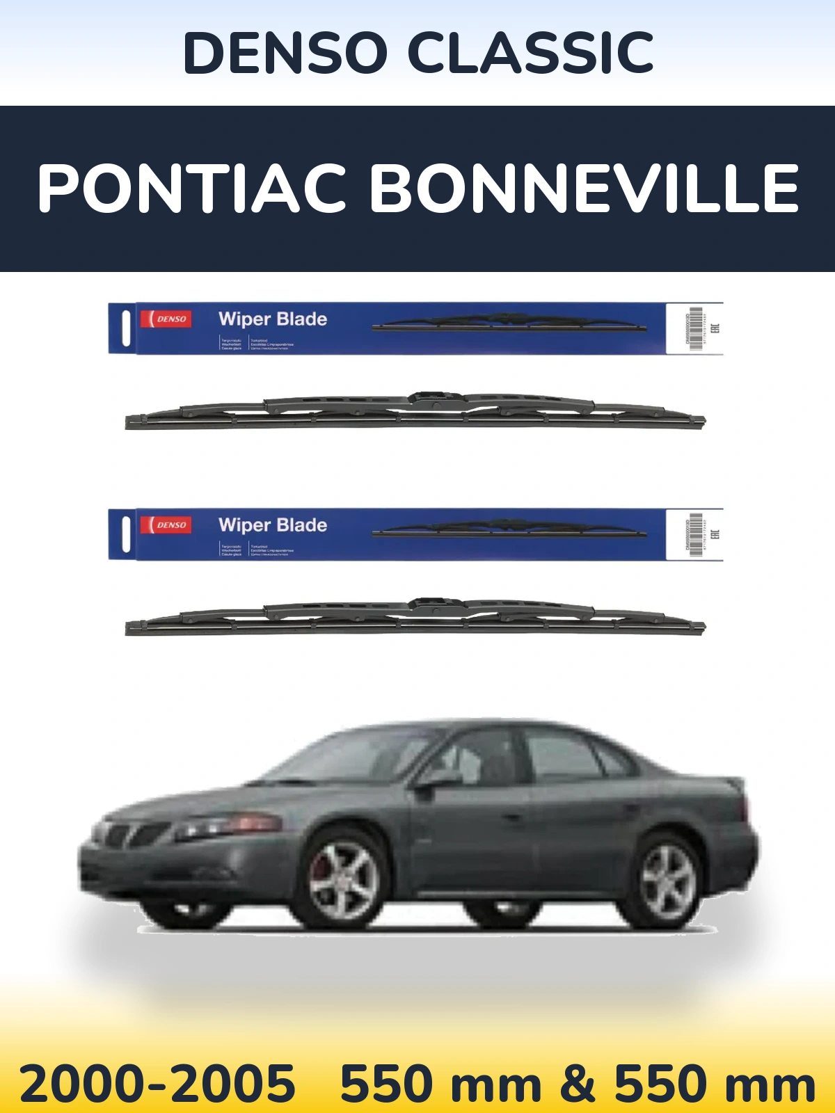 Front wiper blade set Denso Classic 550 & 550 mm for Pontiac Bonneville 2000-2005
