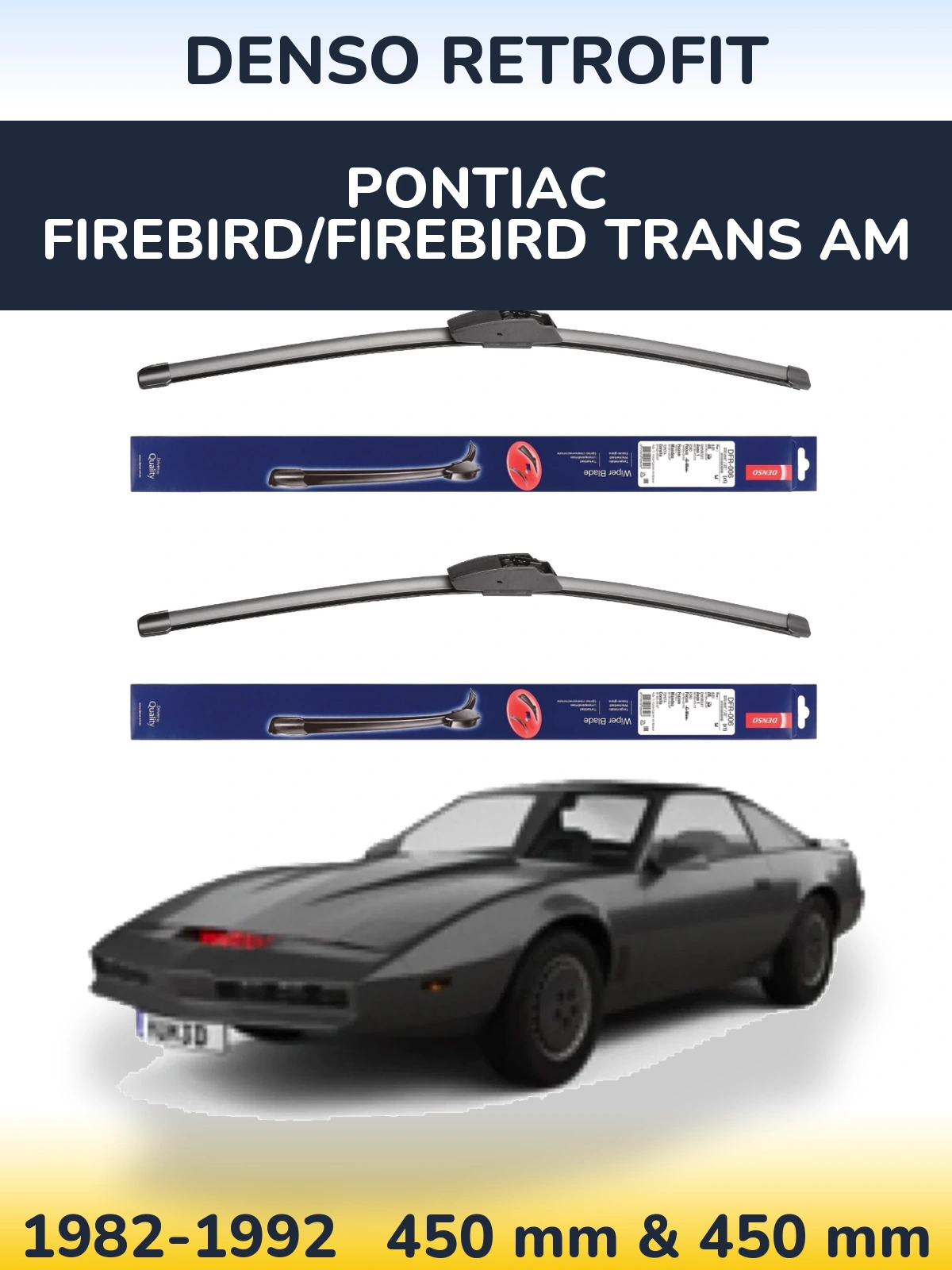 Комплект передніх щіток Denso Retrofit 450 & 450 мм для Pontiac Firebird/Firebird Trans Am 1982-1992