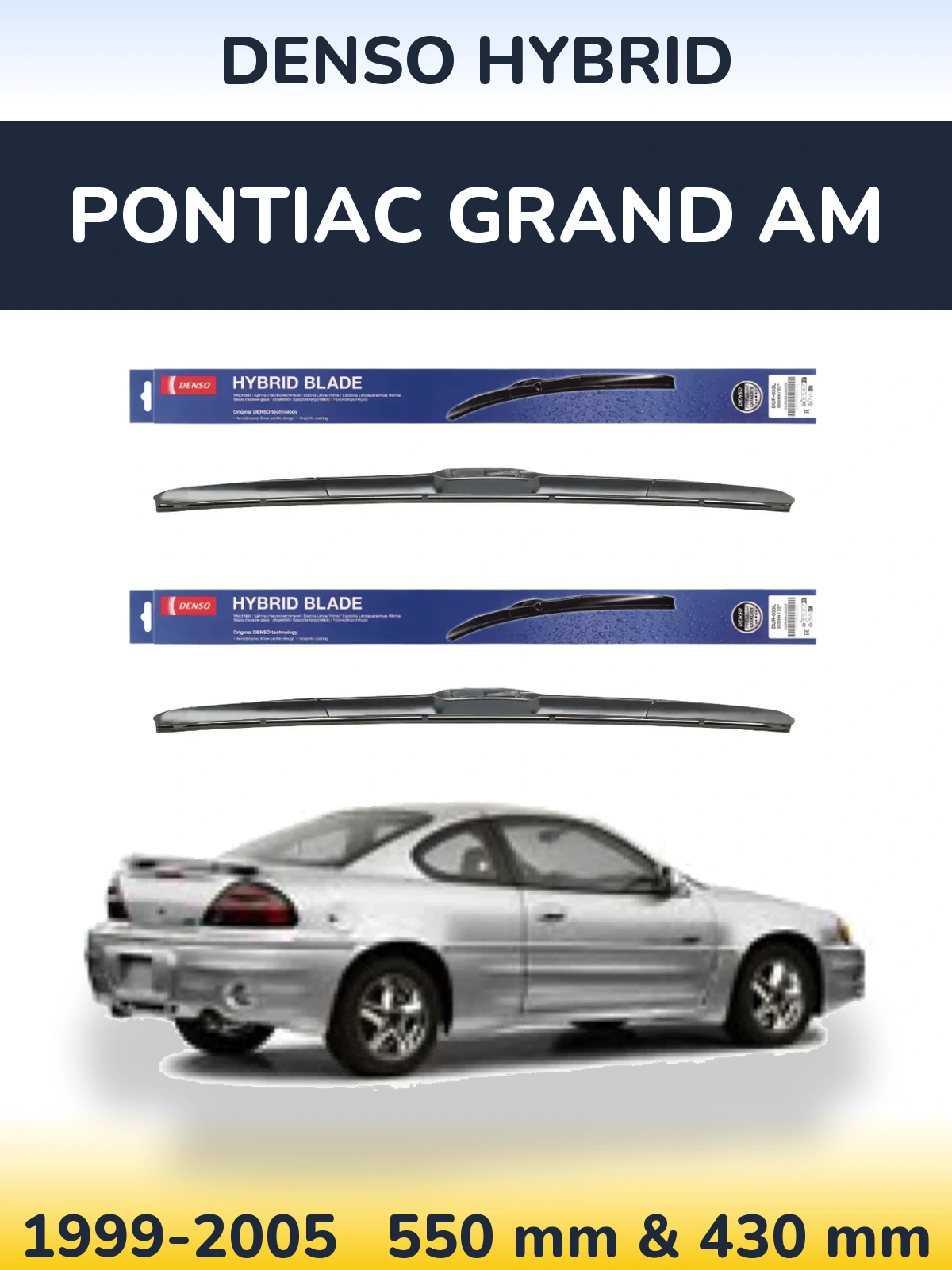 Комплект передних дворников Denso Hybrid 550 & 430 мм для Pontiac Grand AM 1999-2005