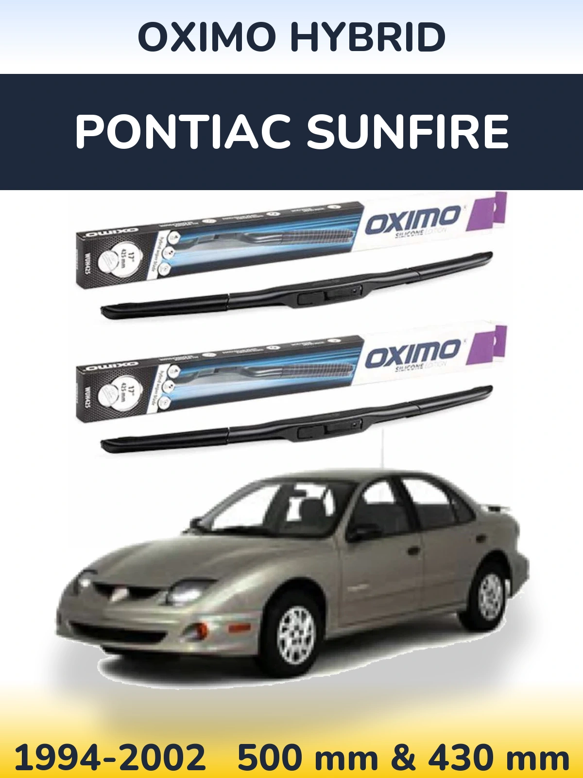 Front wiper blade set Oximo Hybrid 500 & 430 mm for Pontiac Sunfire 1994-2002
