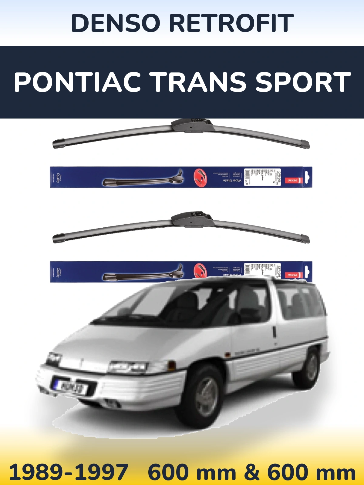Komplet przednich wycieraczek Denso Retrofit 600 & 600 mm do Pontiac Trans Sport 1989-1997