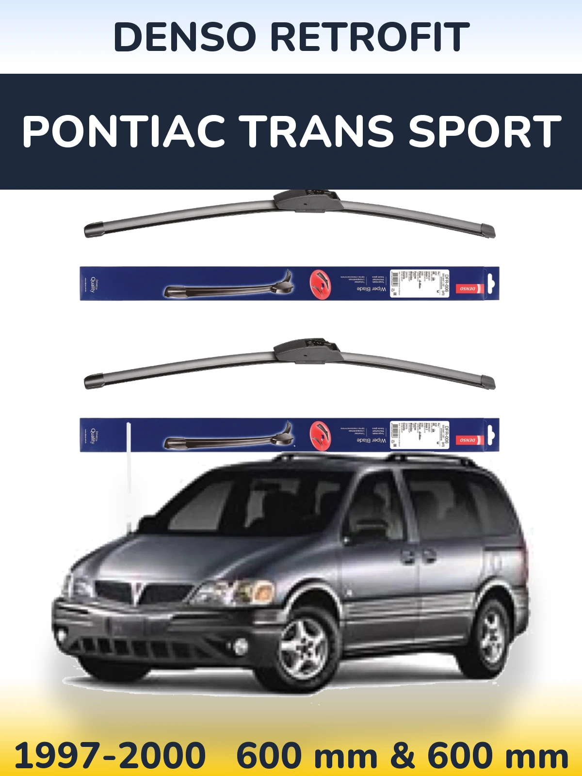 Komplet przednich wycieraczek Denso Retrofit 600 & 600 mm do Pontiac Trans Sport 1997-2000