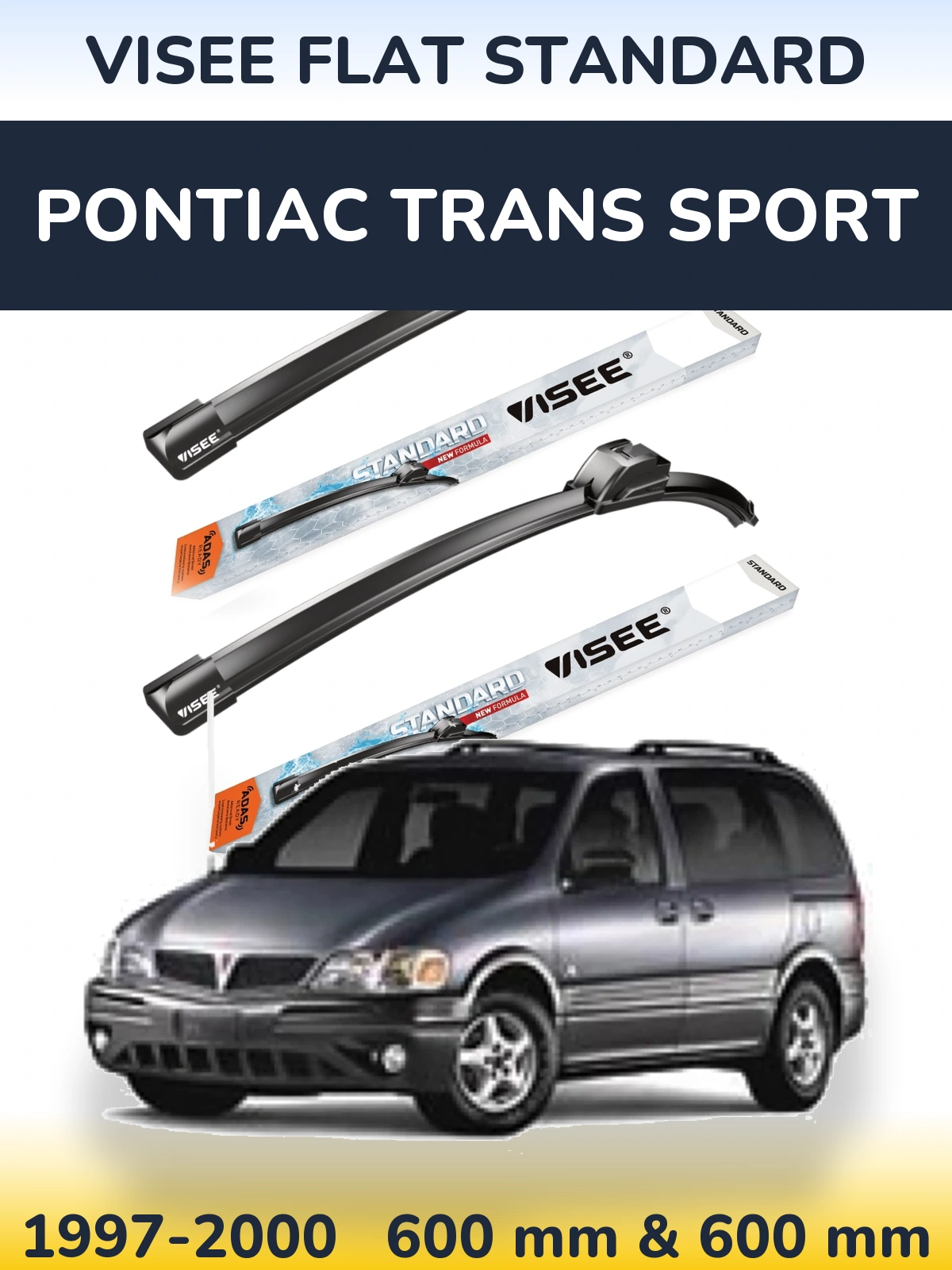 Комплект передних дворников VISEE FLAT STANDARD 600 & 600 мм для Pontiac Trans Sport 1997-2000