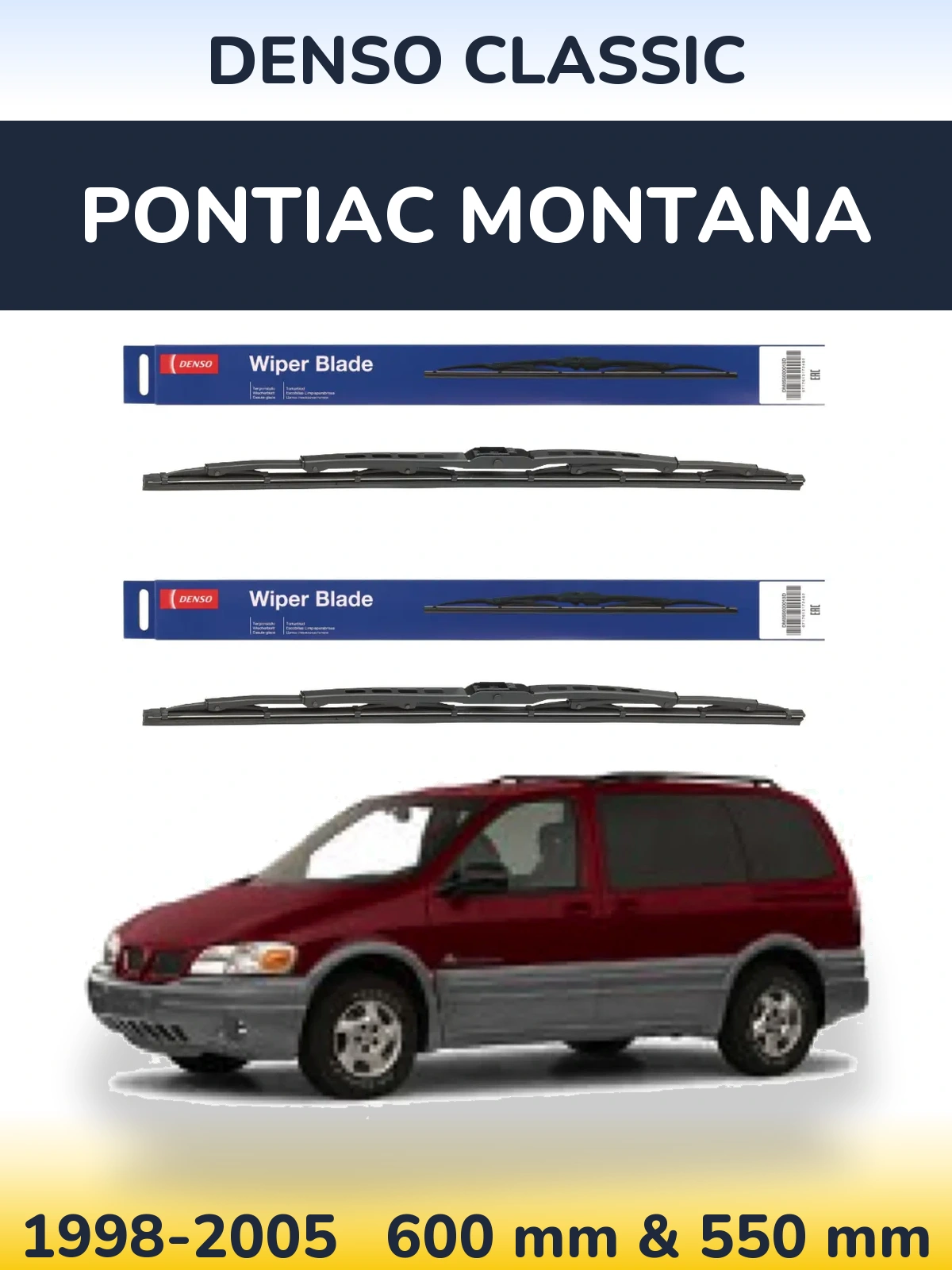 Komplet przednich wycieraczek Denso Classic 600 & 550 mm do Pontiac Montana 1998-2005