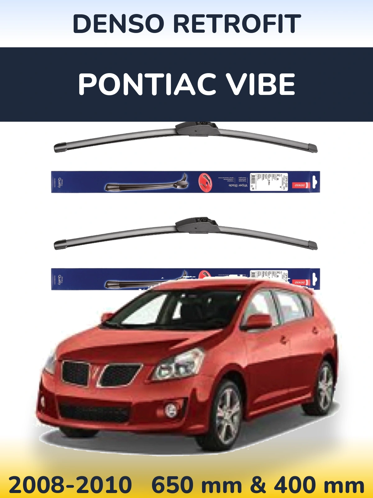Komplet przednich wycieraczek Denso Retrofit 650 & 400 mm do Pontiac Vibe 2008-2010