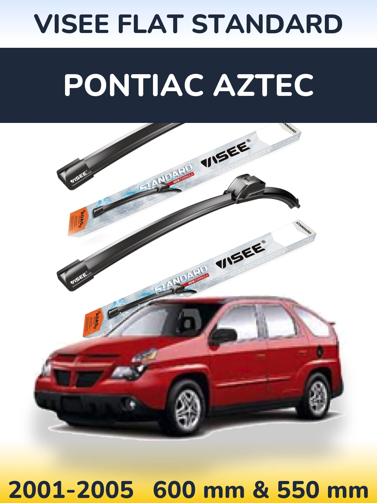 Комплект передних дворников VISEE FLAT STANDARD 600 & 550 мм для Pontiac Aztec 2001-2005