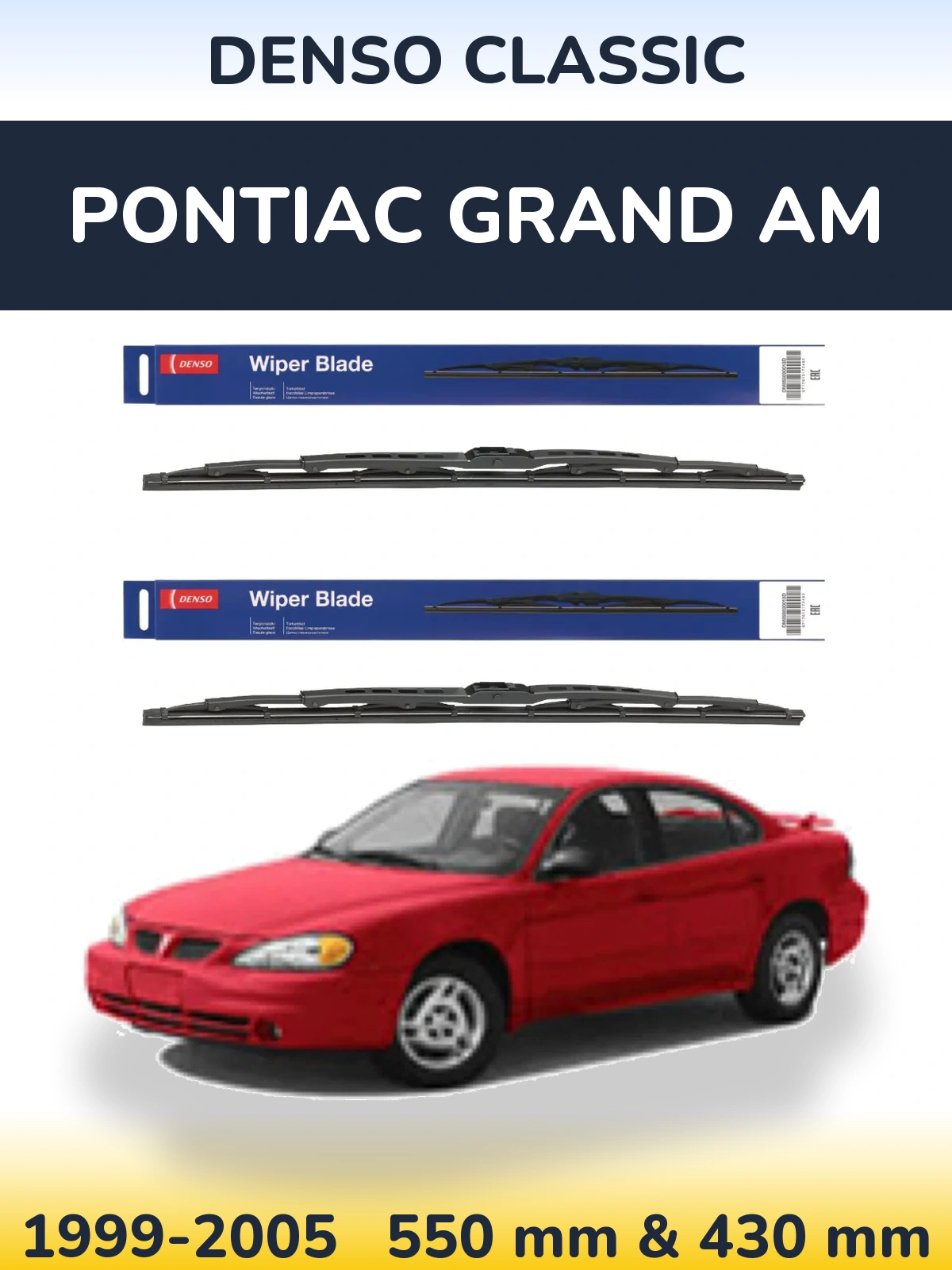 Front wiper blade set Denso Classic 550 & 430 mm for Pontiac Grand AM 1999-2005