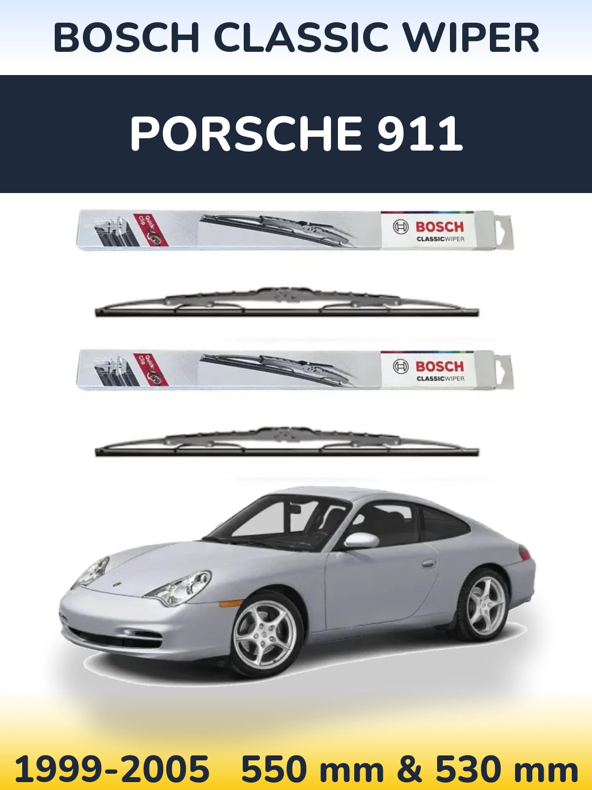 Комплект передніх щіток BOSCH Classic Wiper 550 & 530 мм для Porsche 911 1999-2005
