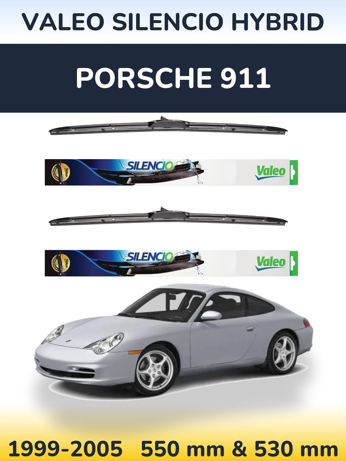 Комплект передних дворников Valeo Silencio Hybrid 550 & 530 мм для Porsche 911 1999-2005