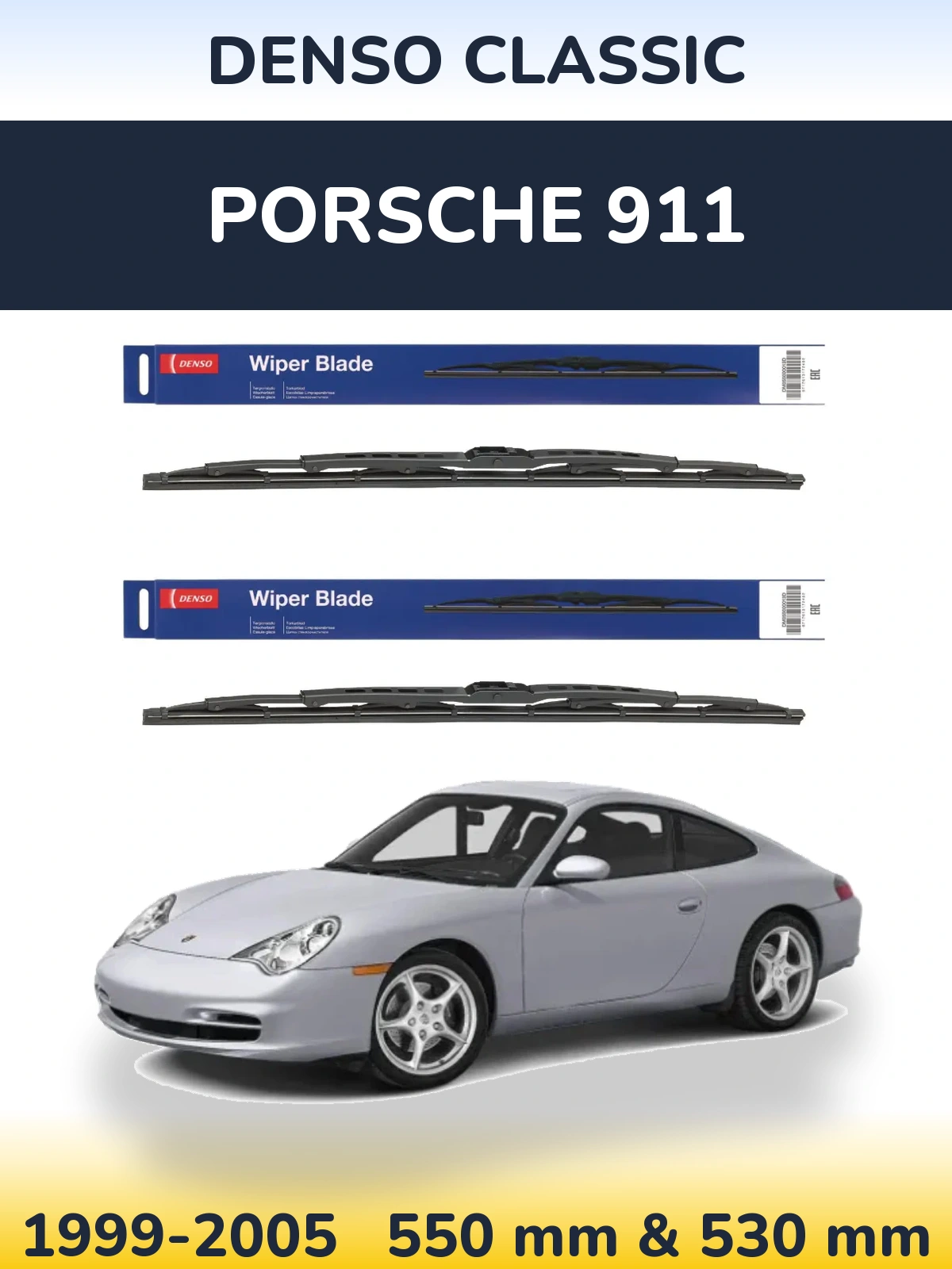 Komplet przednich wycieraczek Denso Classic 550 & 530 mm do Porsche 911 1999-2005