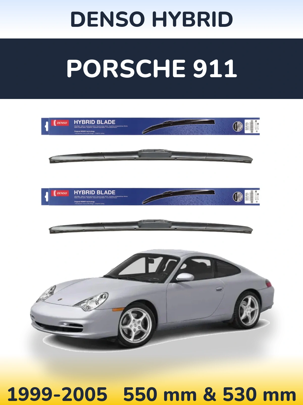 Komplet przednich wycieraczek Denso Hybrid 550 & 530 mm do Porsche 911 1999-2005