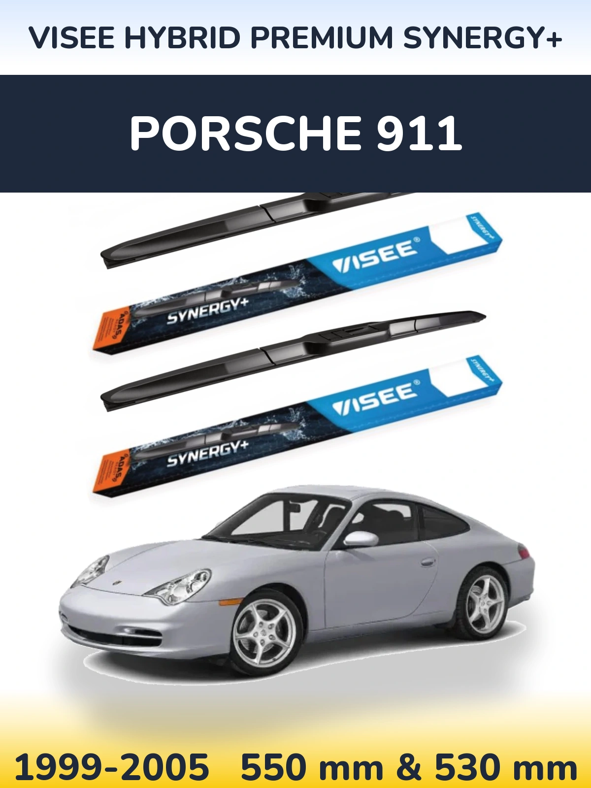 Komplet przednich wycieraczek VISEE HYBRID PREMIUM SYNERGY+ 550 & 530 mm do Porsche 911 1999-2005