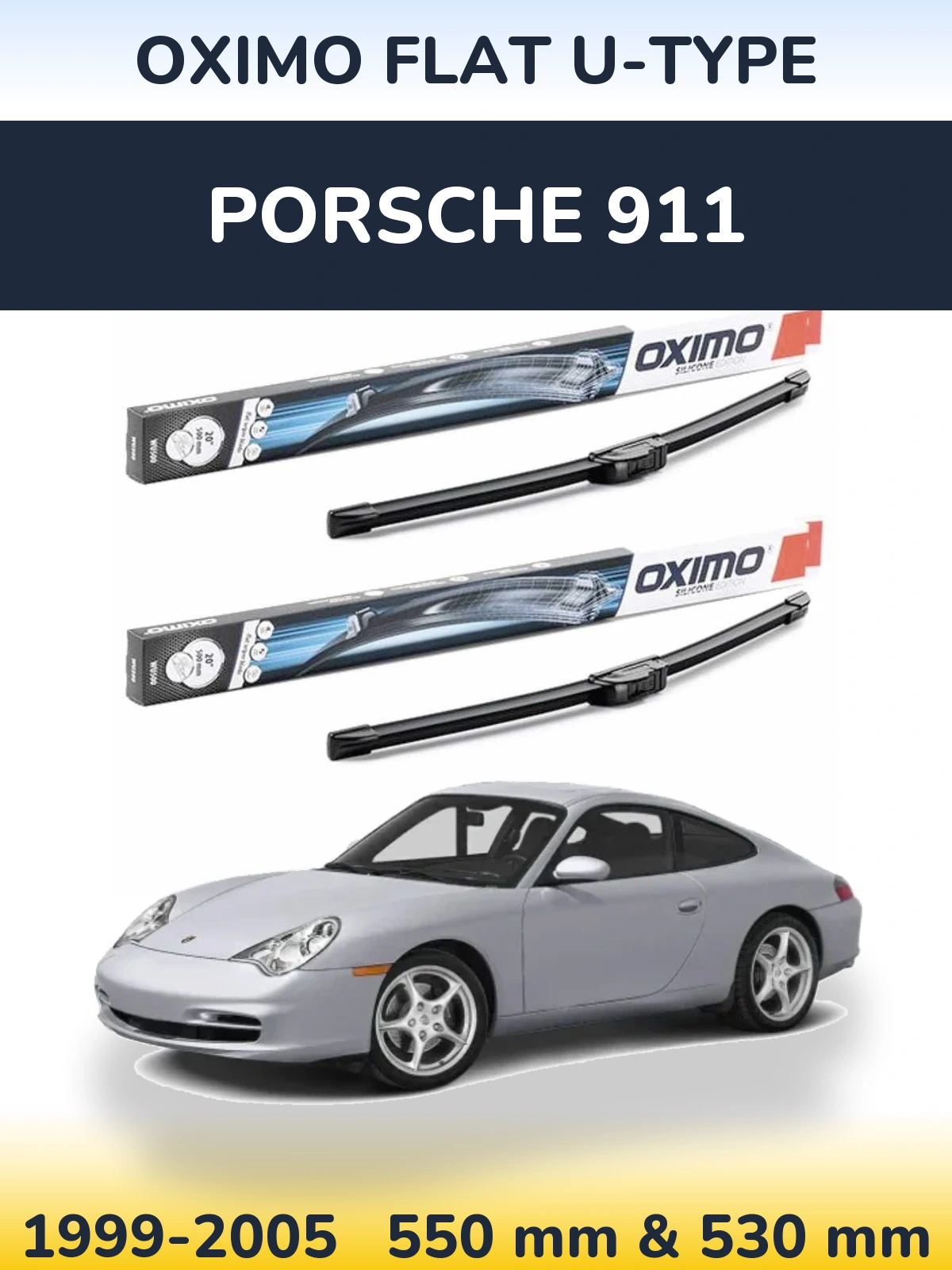 Комплект передних дворников Oximo Flat U-type 550 & 530 мм для Porsche 911 1999-2005