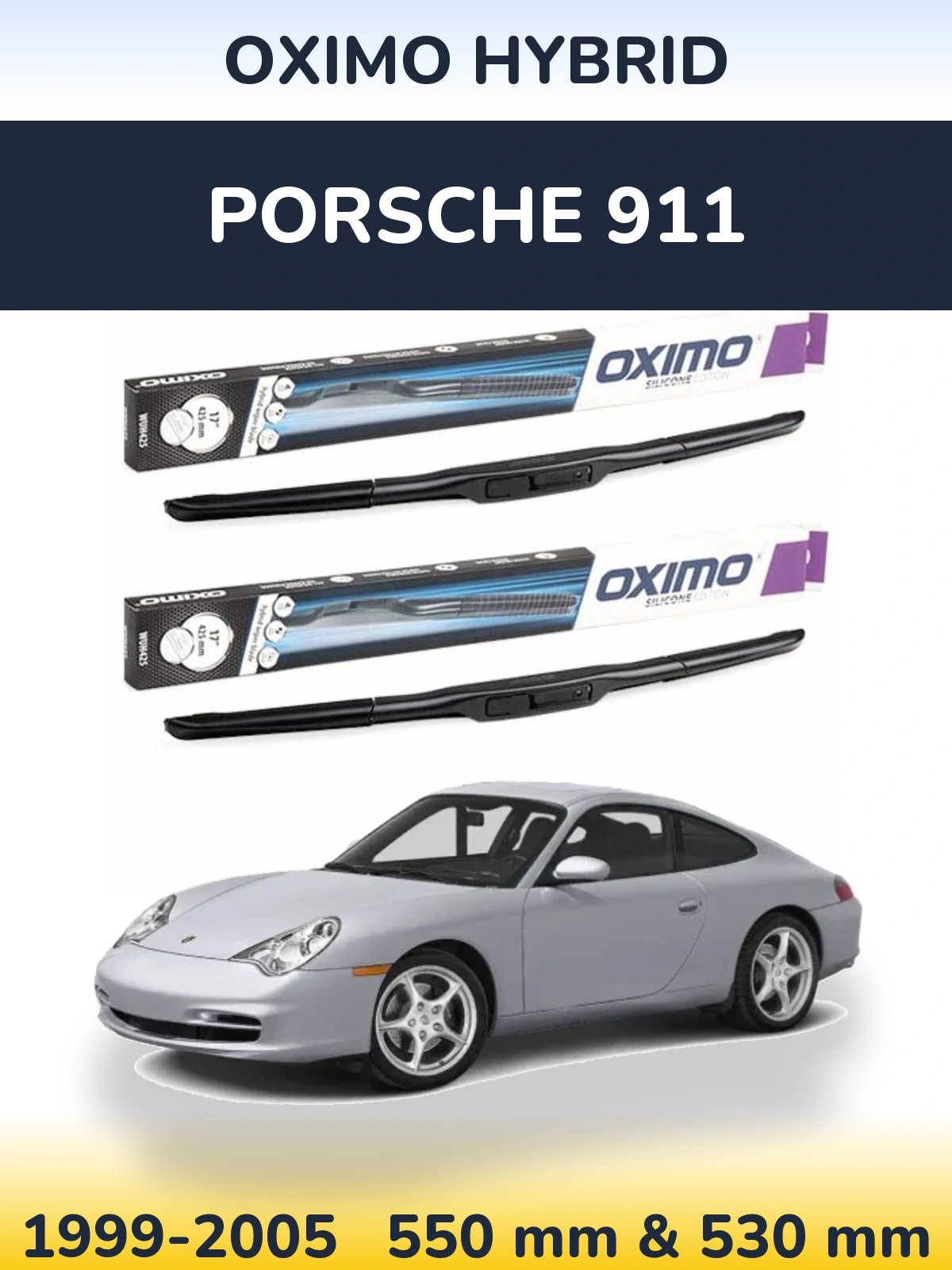 Комплект передних дворников Oximo Hybrid 550 & 530 мм для Porsche 911 1999-2005