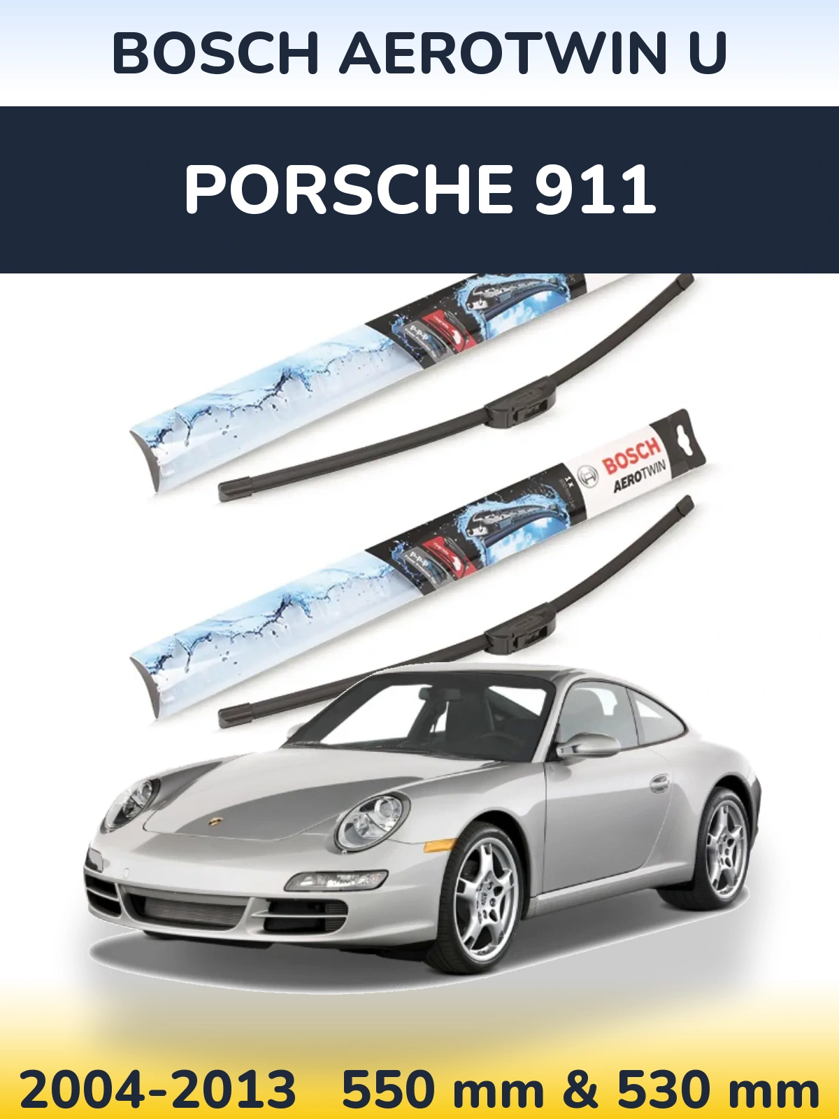 Комплект передних дворников BOSCH AeroTwin U 550 & 530 мм для Porsche 911 2004-2013