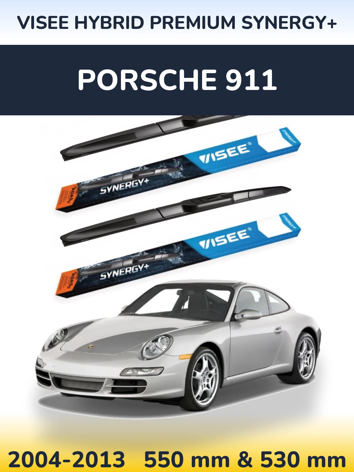 Komplet przednich wycieraczek VISEE HYBRID PREMIUM SYNERGY+ 550 & 530 mm do Porsche 911 2004-2013