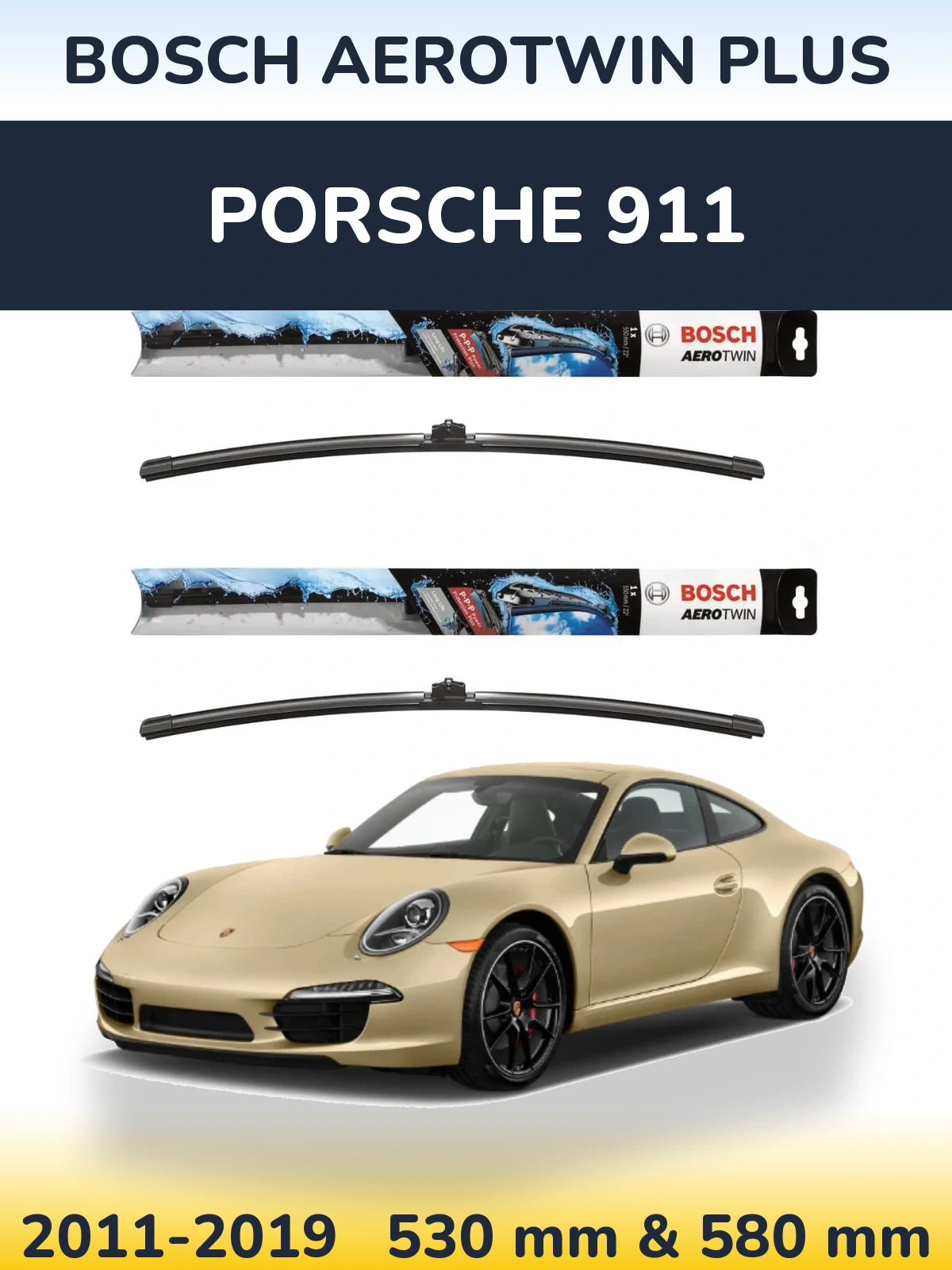 Komplet przednich wycieraczek BOSCH AeroTwin Plus 530 & 580 mm do Porsche 911 2011-2019