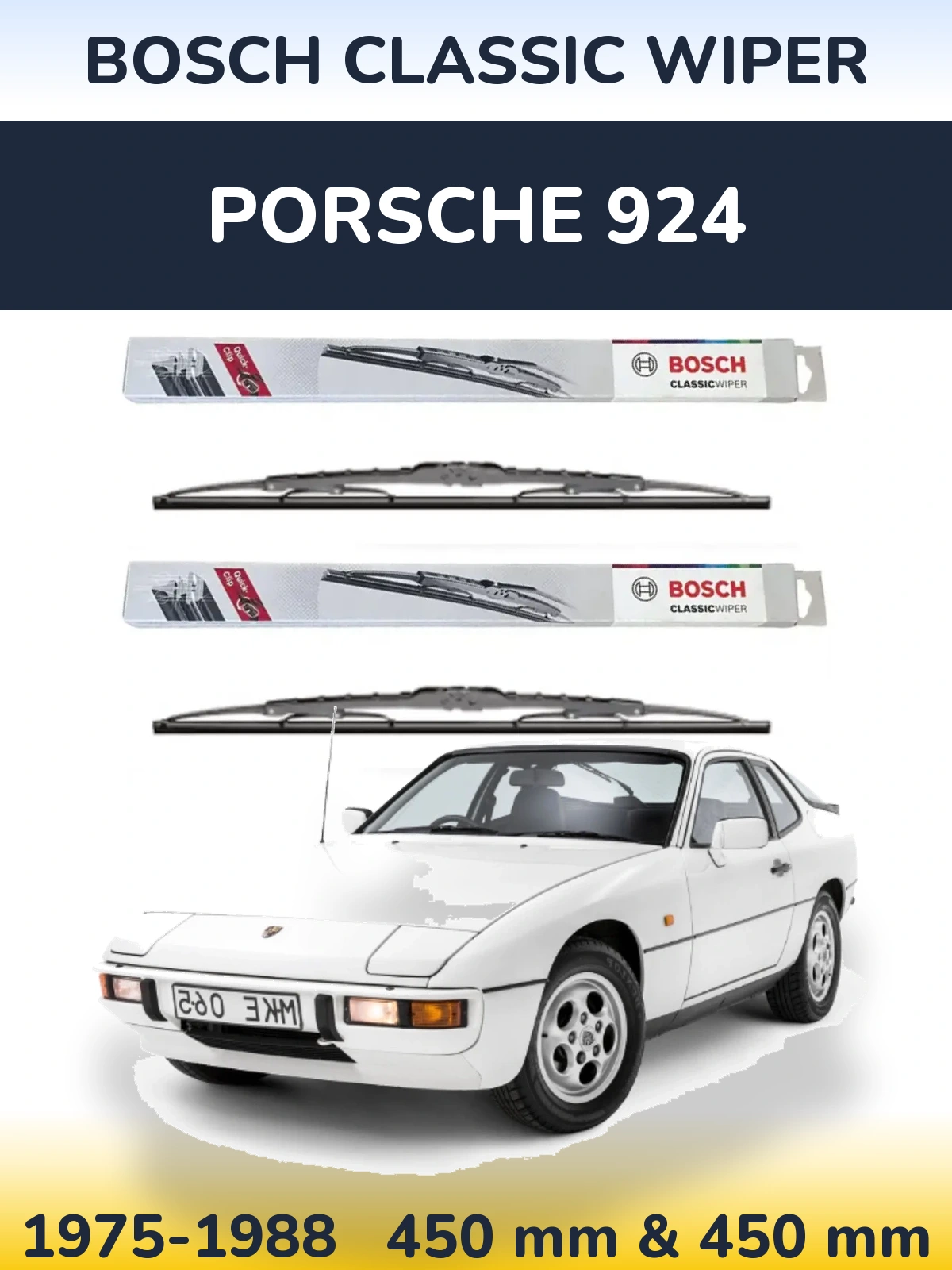 Komplet przednich wycieraczek BOSCH Classic Wiper 450 & 450 mm do Porsche 924 1975-1988