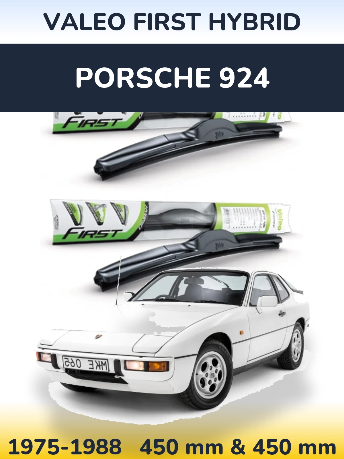 Komplet przednich wycieraczek Valeo First Hybrid 450 & 450 mm do Porsche 924 1975-1988