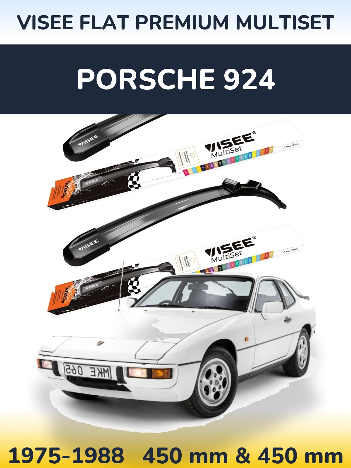 Komplet przednich wycieraczek VISEE FLAT PREMIUM MultiSet 450 & 450 mm do Porsche 924 1975-1988
