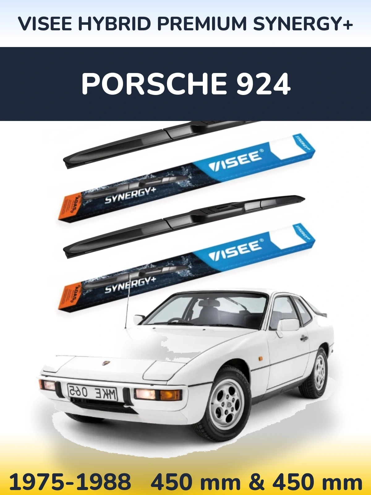 Komplet przednich wycieraczek VISEE HYBRID PREMIUM SYNERGY+ 450 & 450 mm do Porsche 924 1975-1988