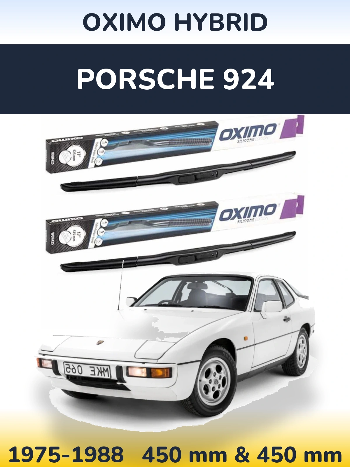 Komplet przednich wycieraczek Oximo Hybrid 450 & 450 mm do Porsche 924 1975-1988