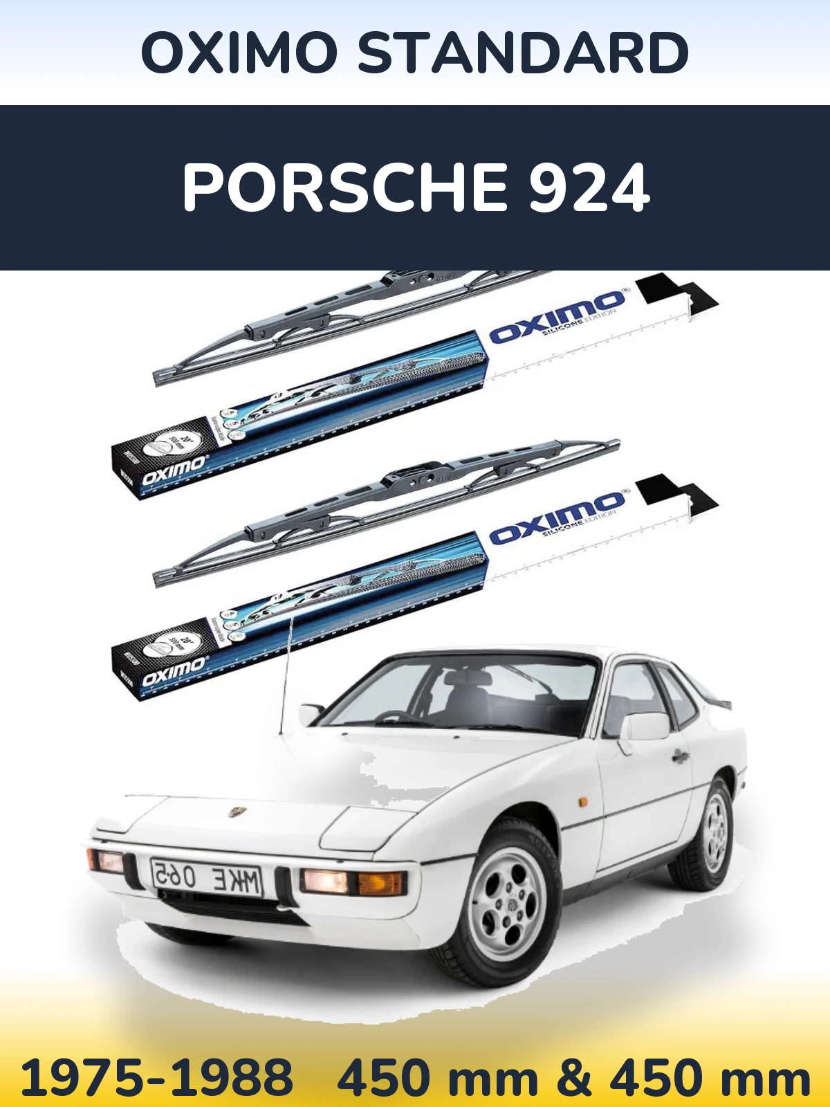 Front wiper blade set Oximo Standard 450 & 450 mm for Porsche 924 1975-1988