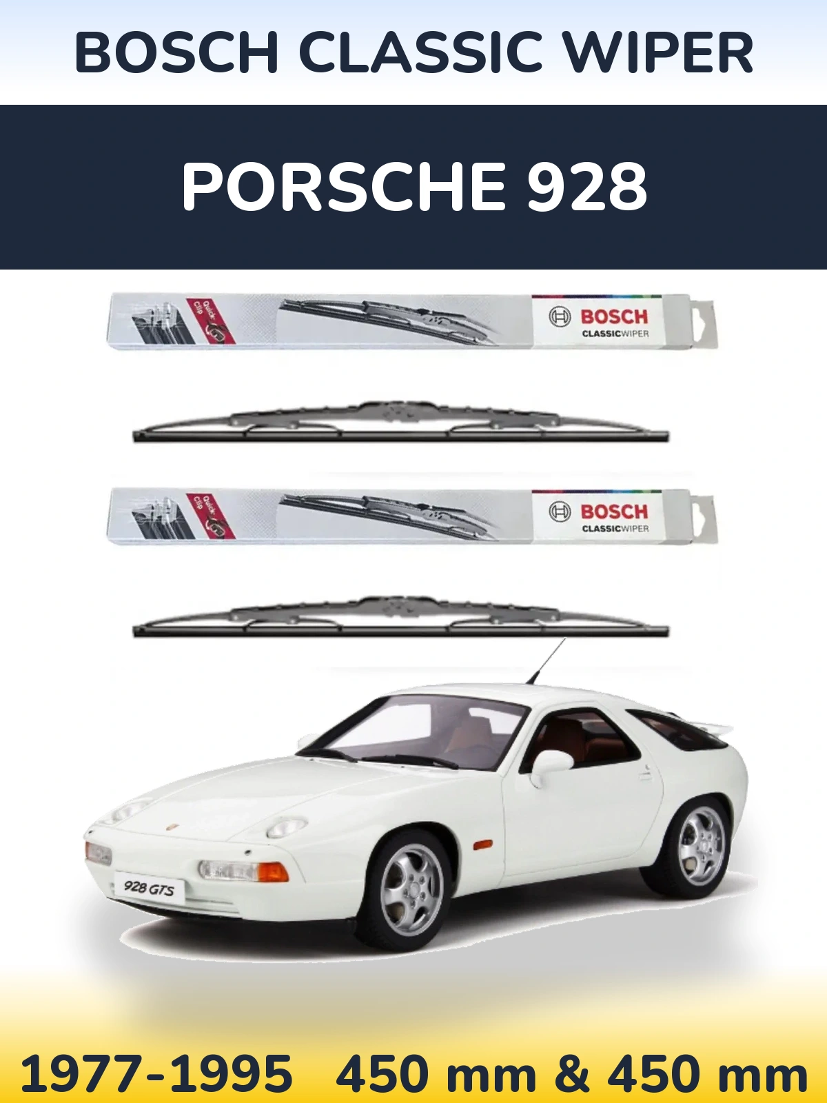 Komplet przednich wycieraczek BOSCH Classic Wiper 450 & 450 mm do Porsche 928 1977-1995